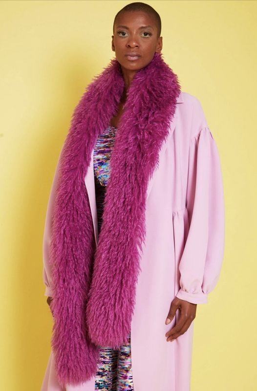 Pink faux Mongolian fur scarf
