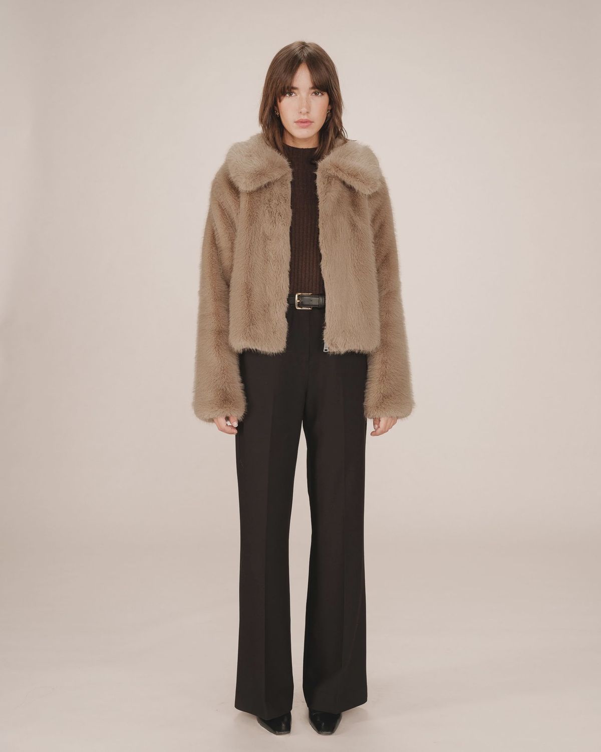 Shonna faux fur jacket taupe