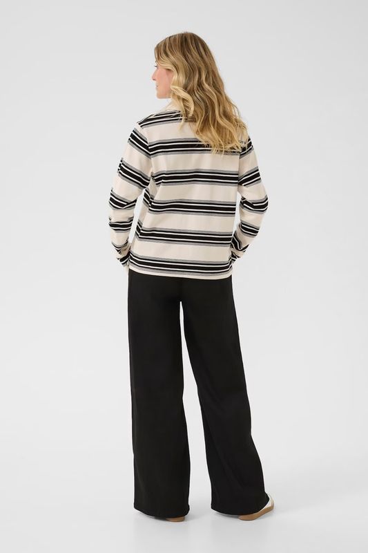 Carmel polo sweatshirt black and cream stripe