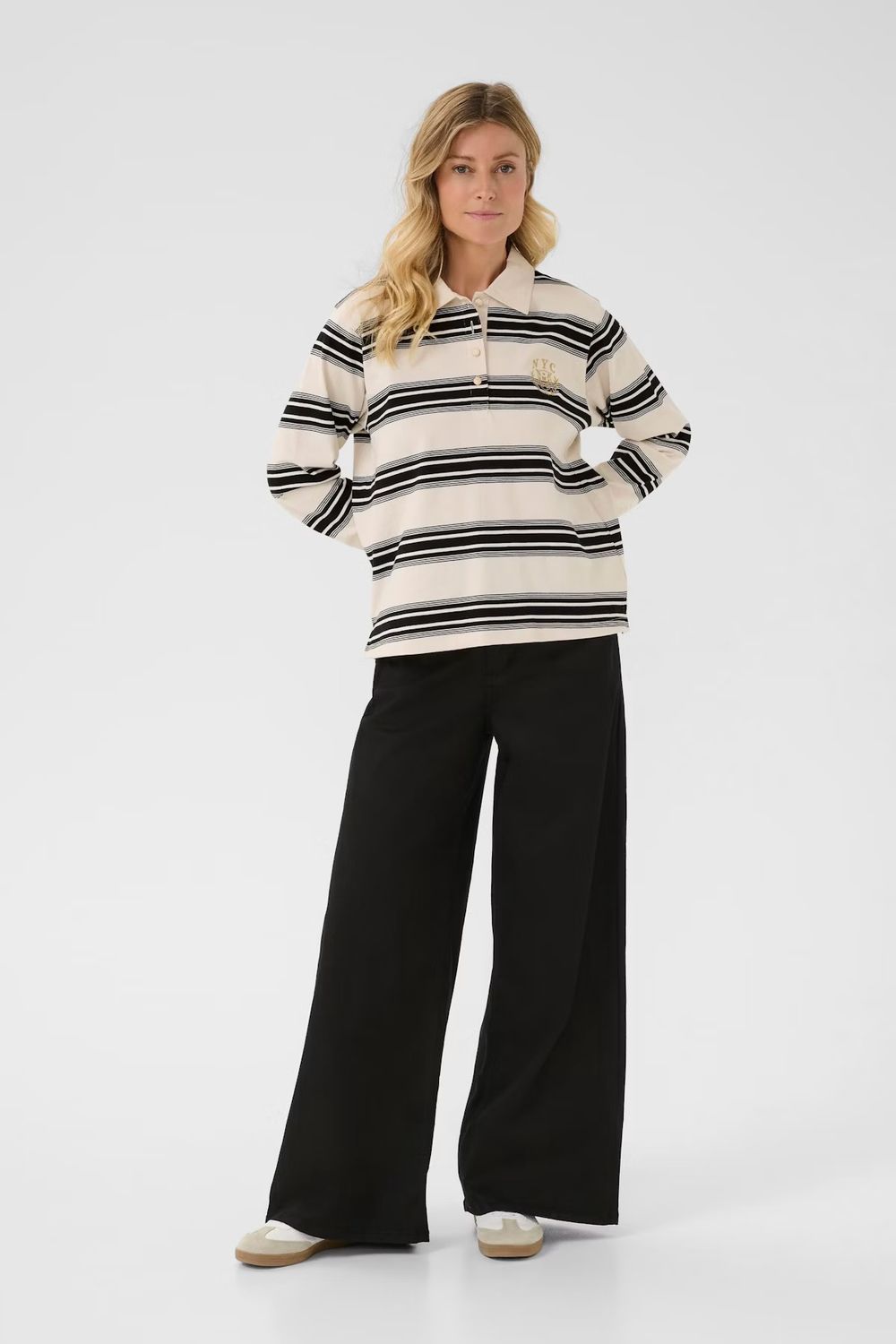 Carmel polo sweatshirt black and cream stripe