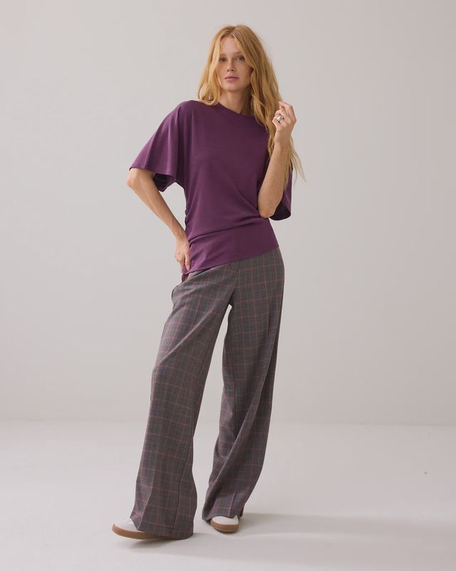 Asymmetrical jersey top purple