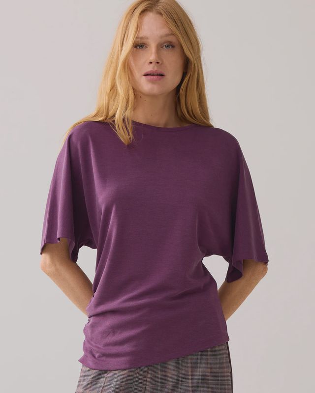 Asymmetrical jersey top purple