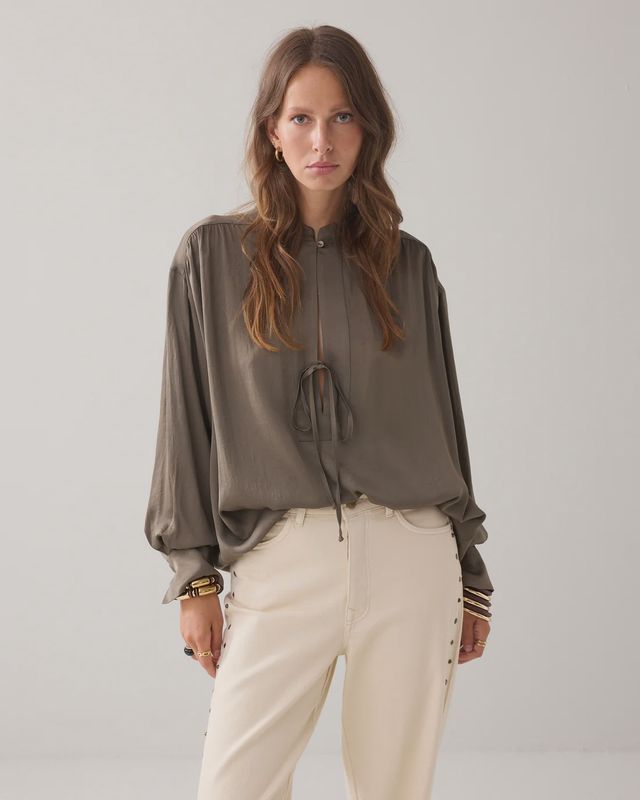 Loose fit blouse khaki green