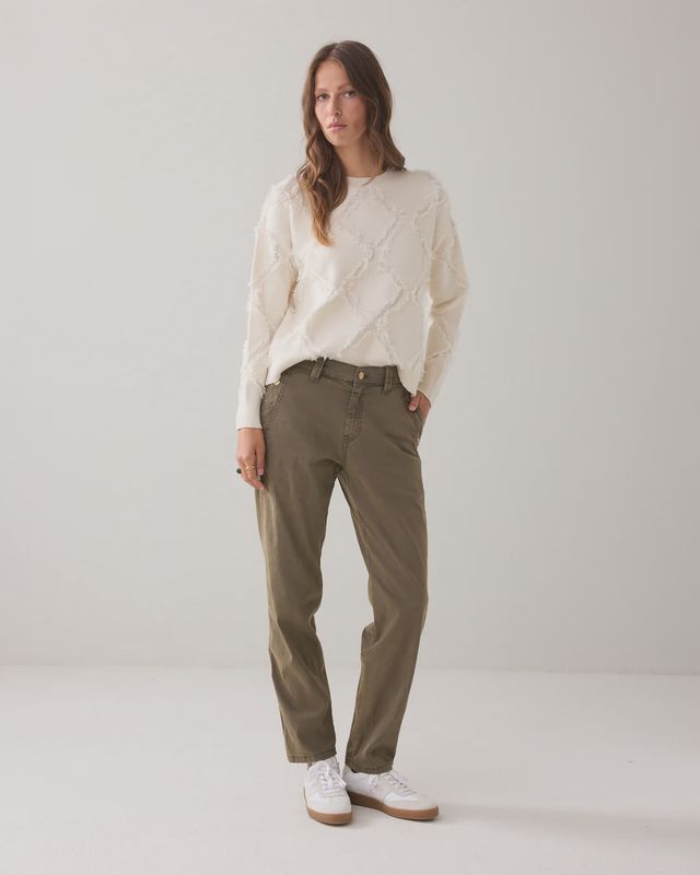 Soft sateen trousers khaki green