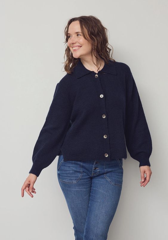 Anna collar knitted cardigan navy