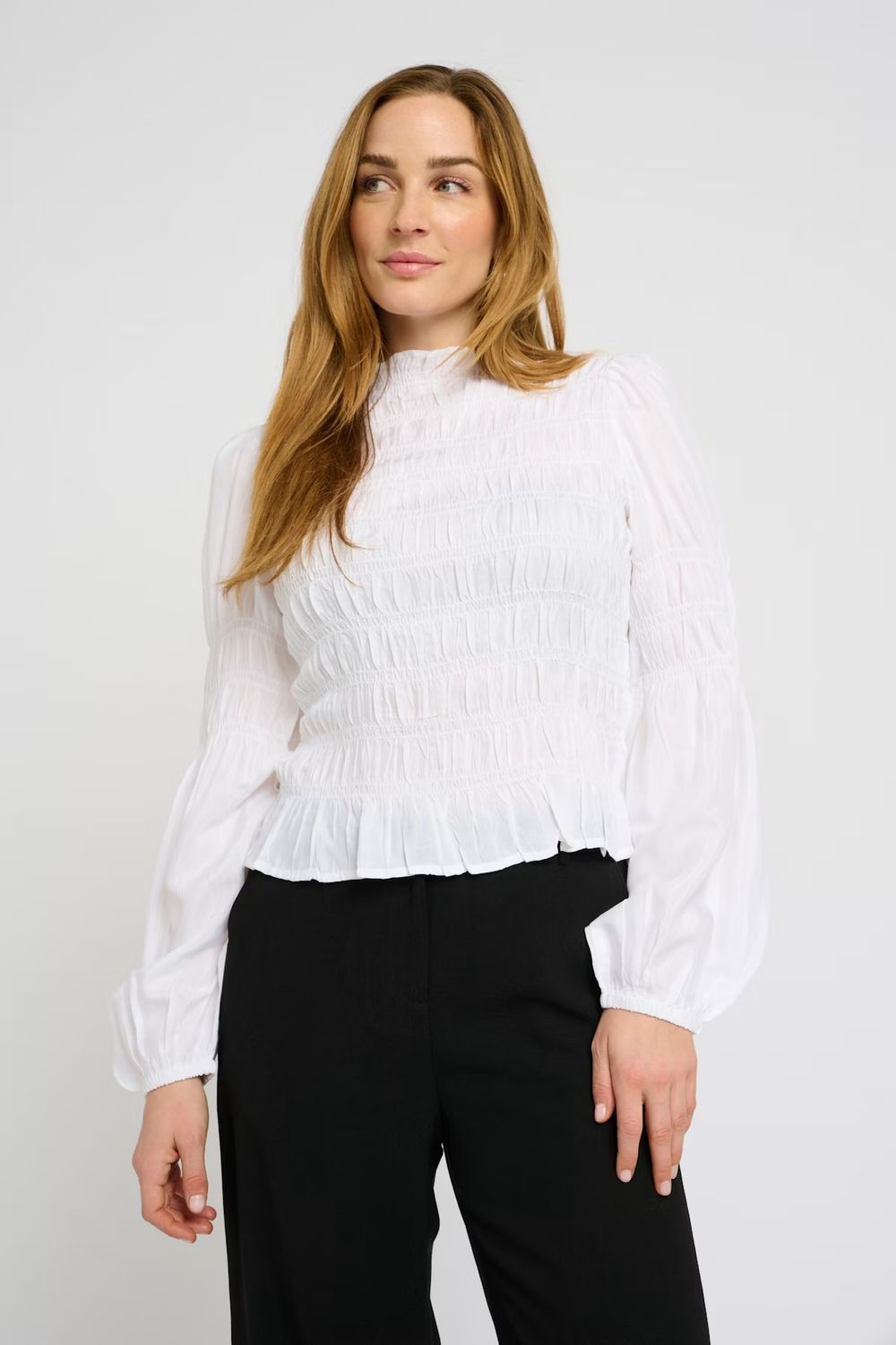 Henva smocked blouse snow white