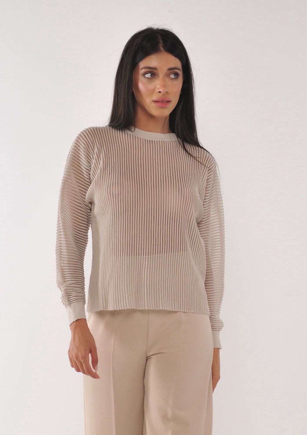 Ribbed top beige