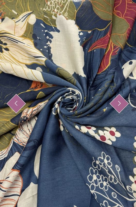Lilly flower print scarf blue