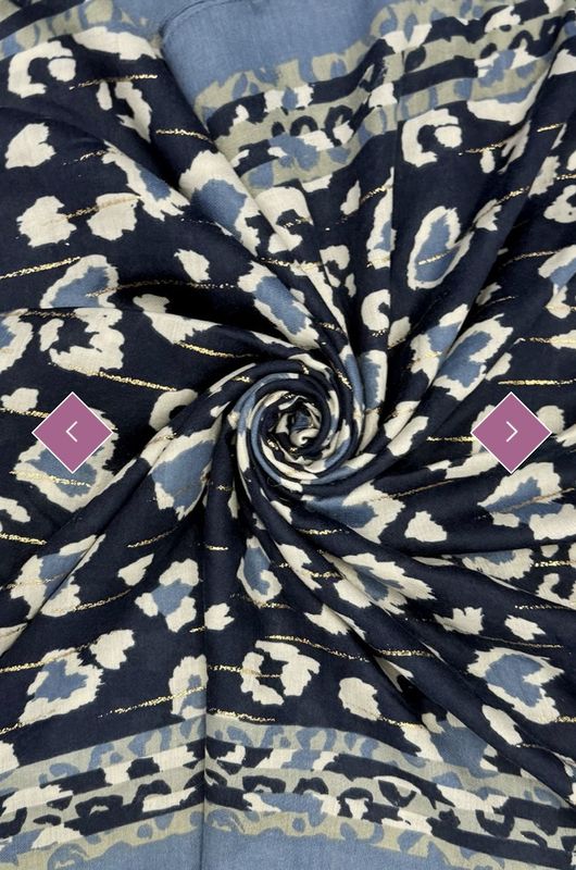 Leopard print heart foil scarf blue