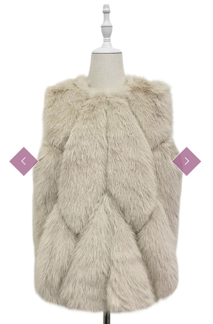 Beige faux fur diamond gilet