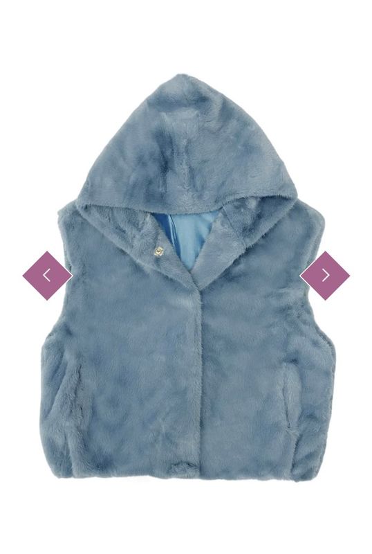 Plain faux fur hooded gilet blue