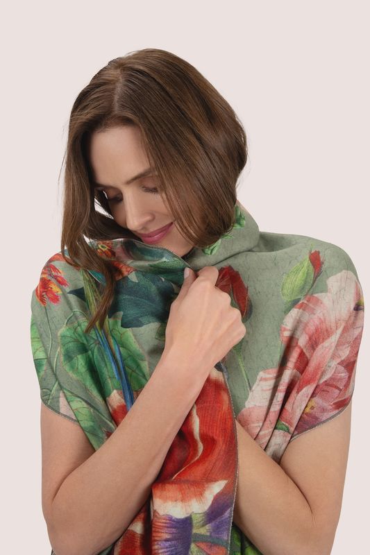 Lux scarf botanical bouquet in sage green