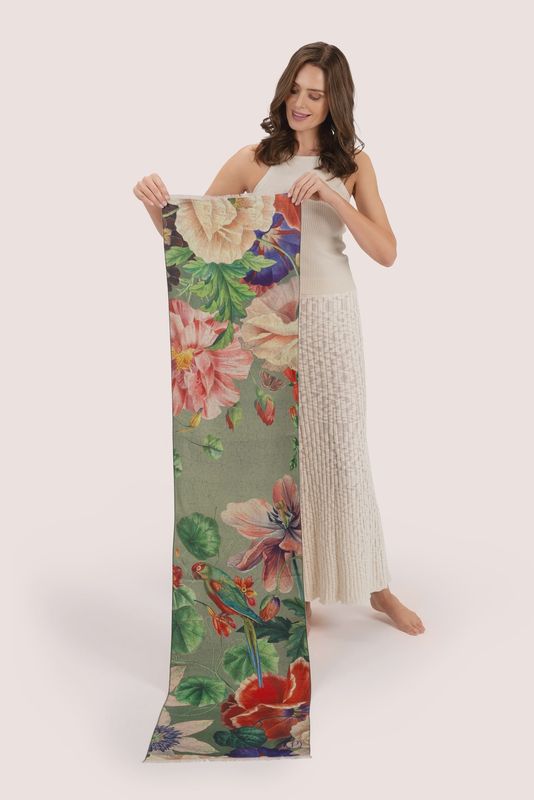 Lux scarf botanical bouquet in sage green