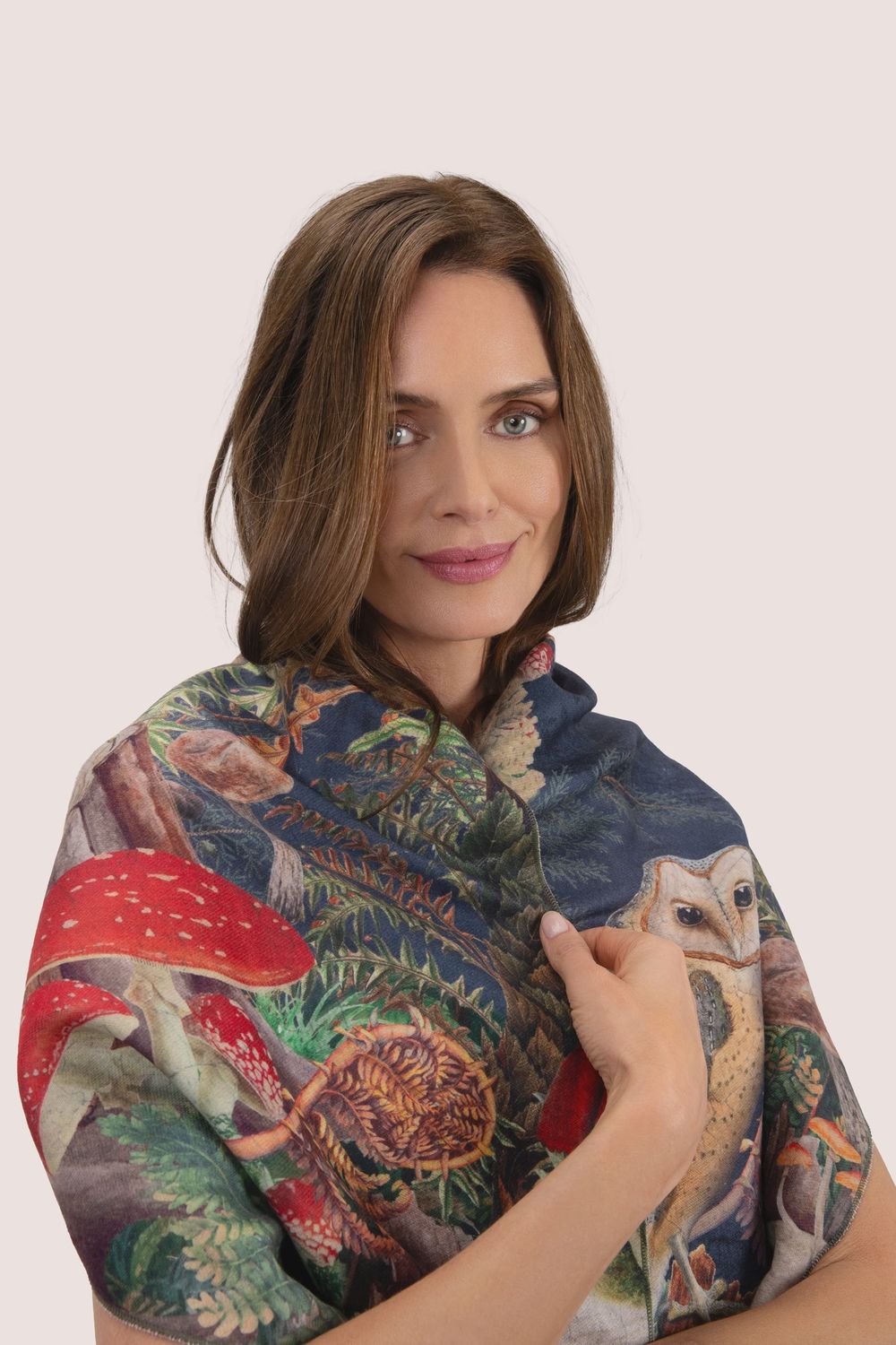 Lux scarf wild woodland owl blue