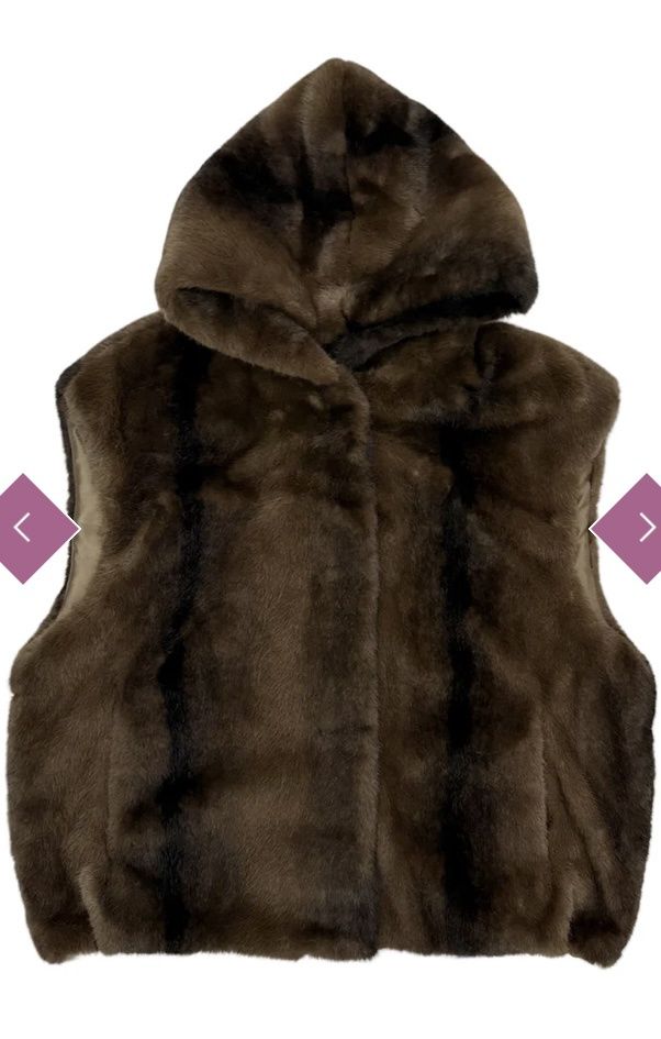 Luxury faux fur hooded gilet brown