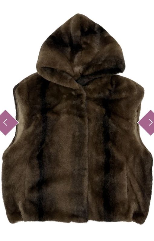 Luxury faux fur hooded gilet brown