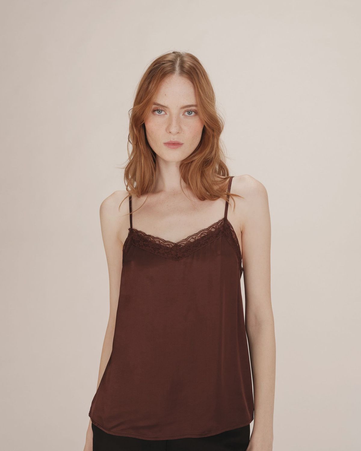 Trefle satin camisole chocolate brown