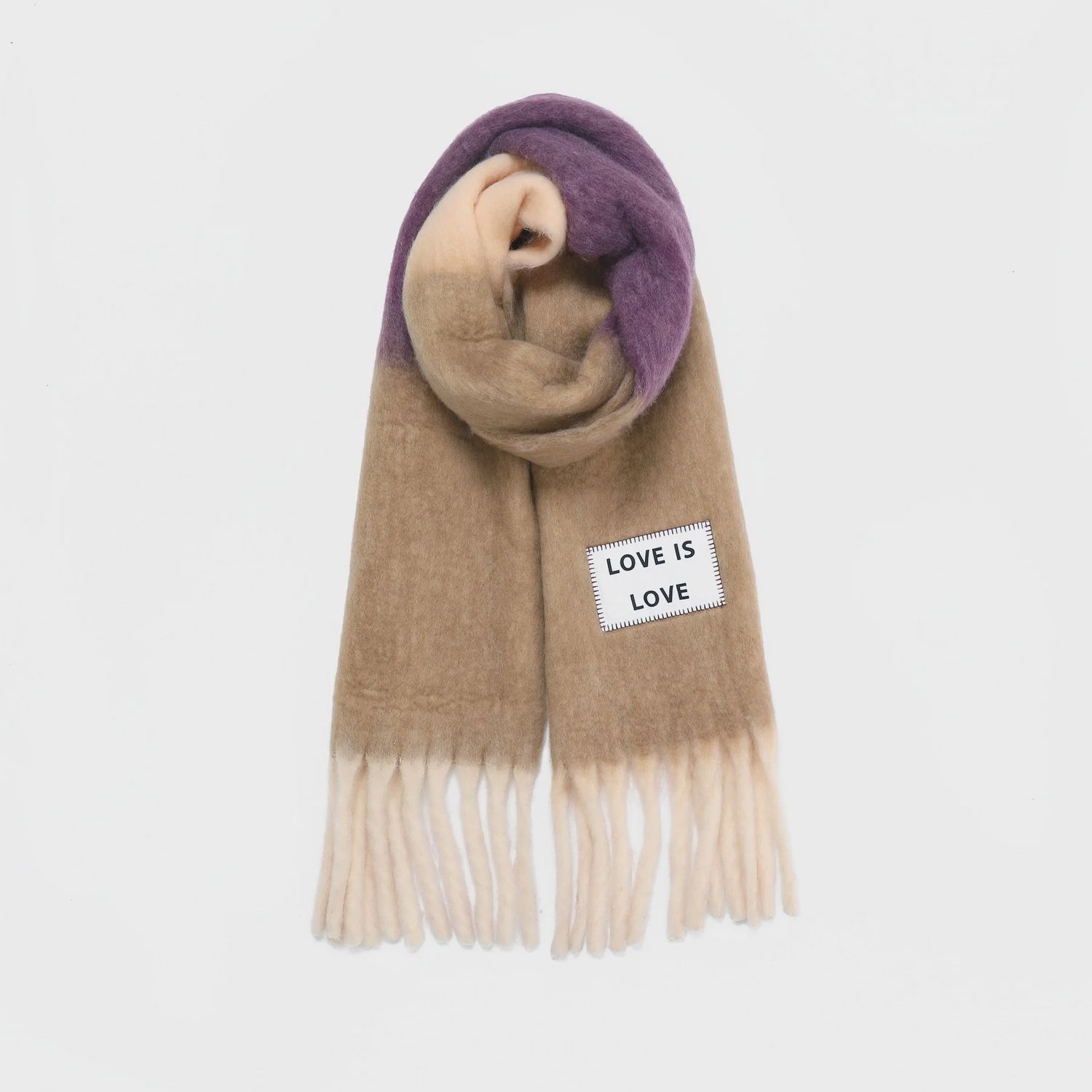 Love is Love scarf brown and purple