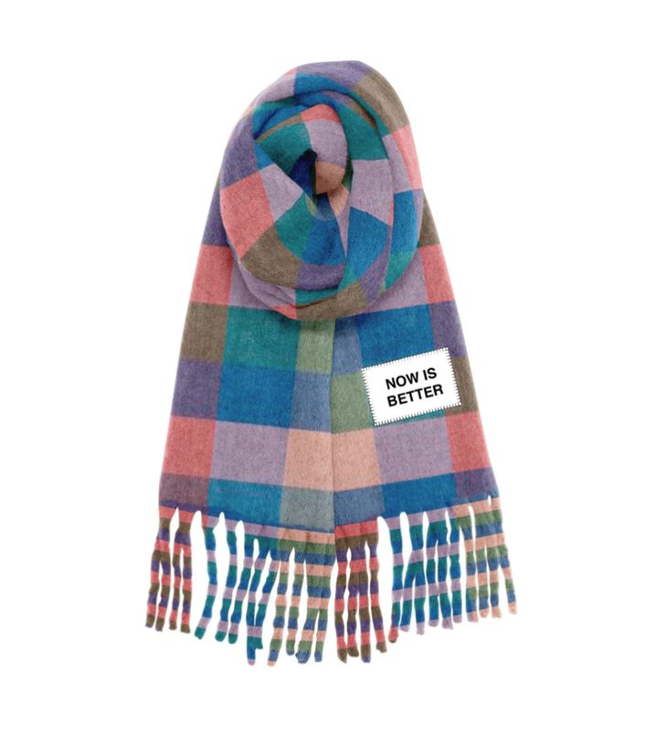 Now Is Better scarf turquoise and pink