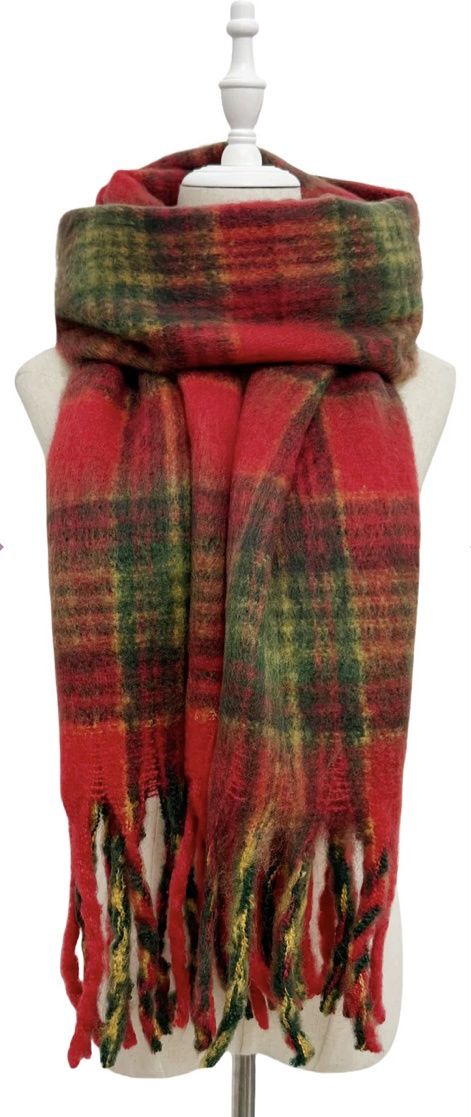 Tartan check scarf red