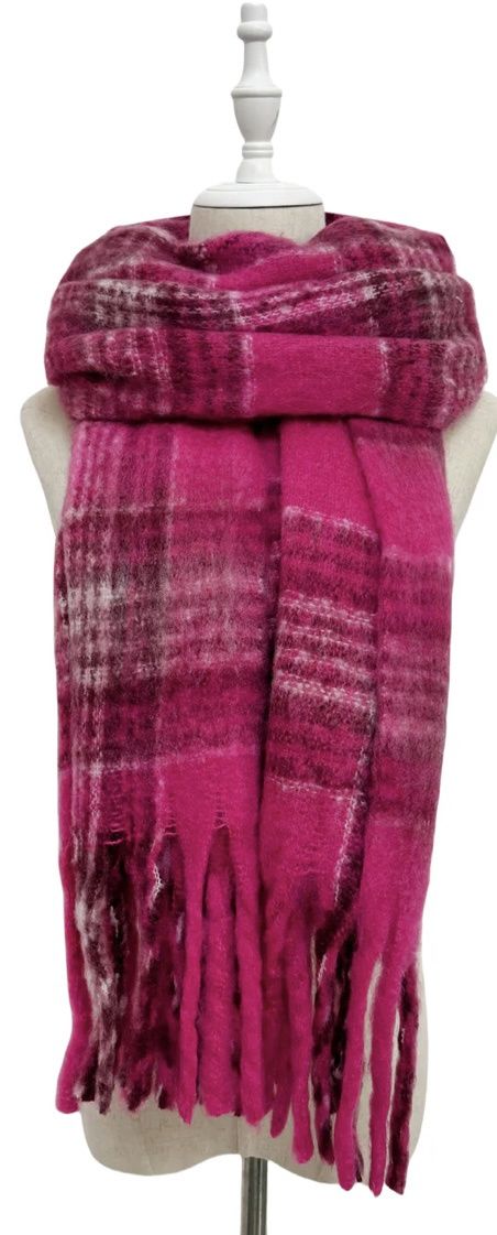 Tartan check scarf pink