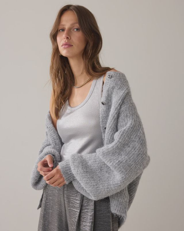 Ribbed tank top silver