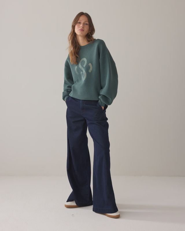 Jersey soft sweatshirt in emerald green