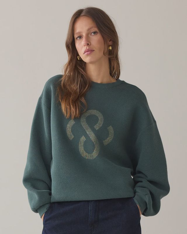 Jersey soft sweatshirt in emerald green