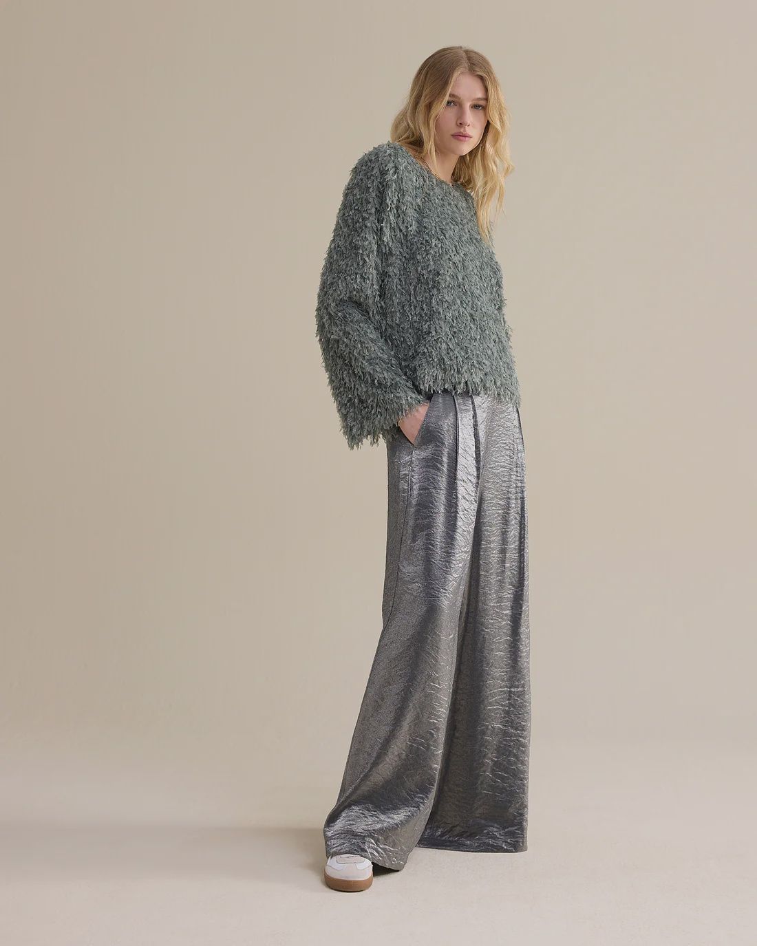 Fluffy sage green jumper