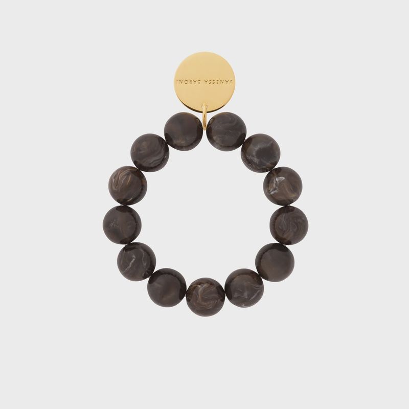 Beads flex bracelet dark brown marble