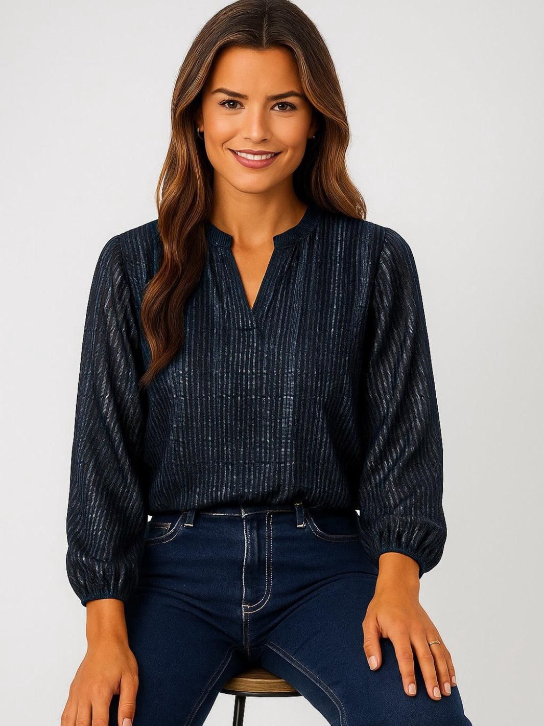 Bella band blouse in navy