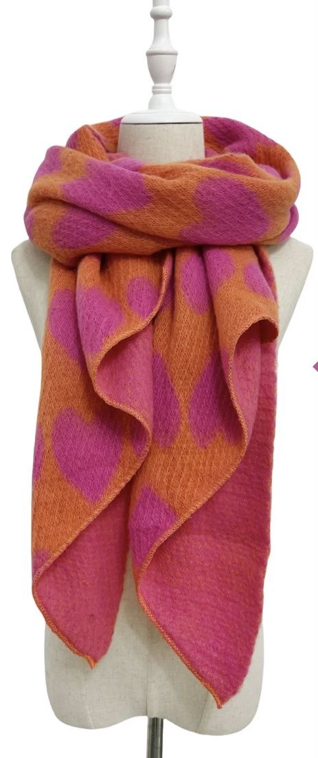 Love heart wool scarf orange