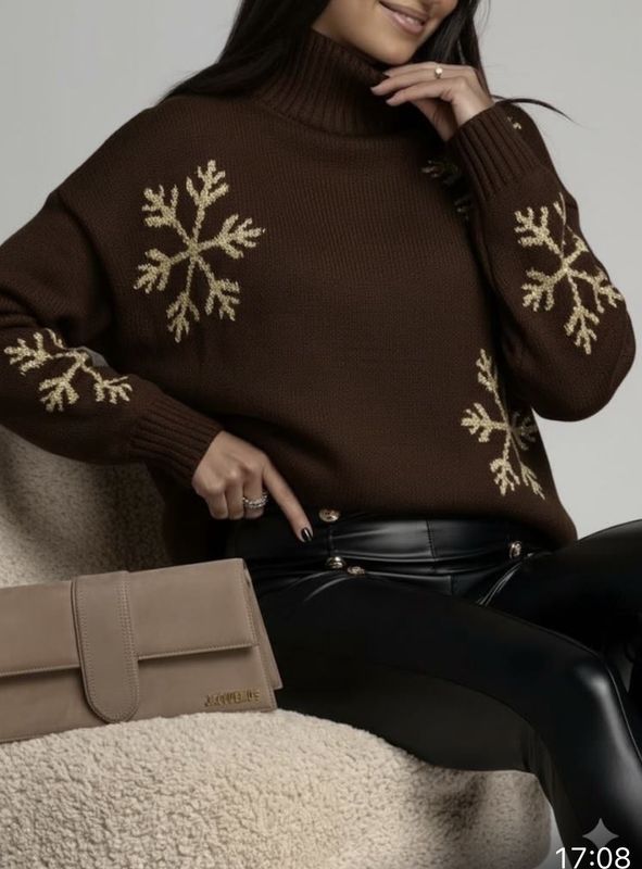 Brown snowflake Christmas jumper