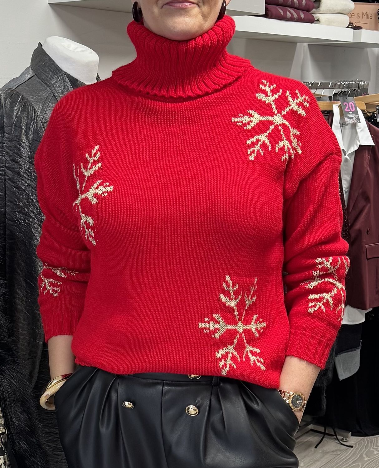 Red snowflake Christmas jumper