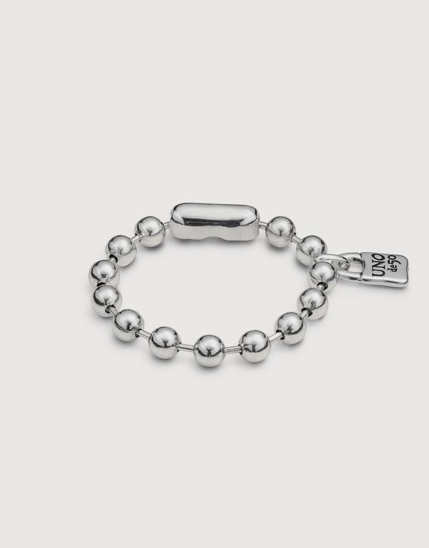 Beaded bracelet with padlock charm silver