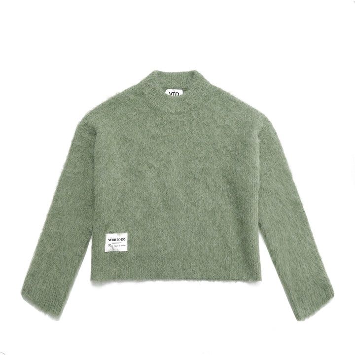Boxy knitted jumper sage green