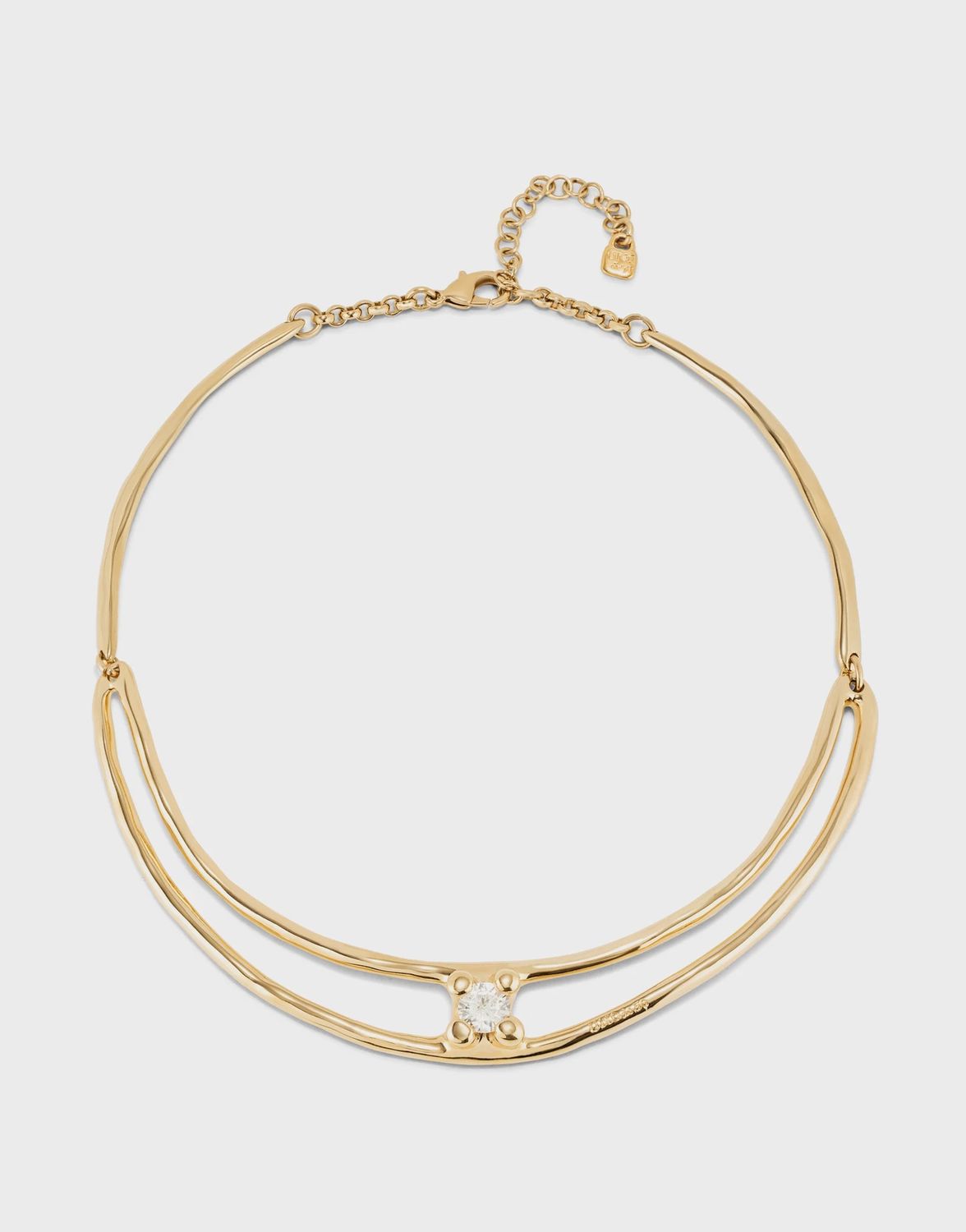 18k gold choker necklace with crystal