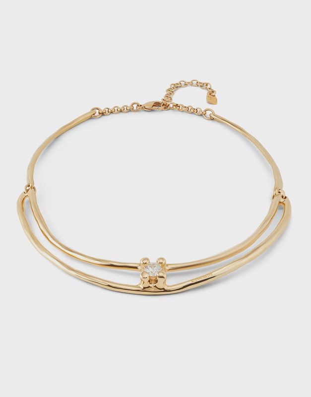 18k gold choker necklace with crystal