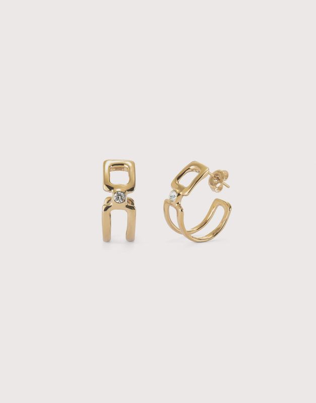 18k gold double hoop earrings with white topaz