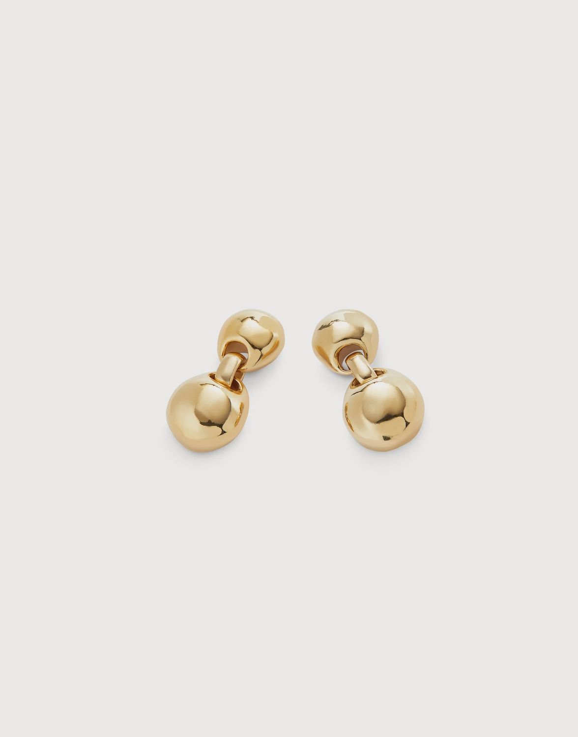 18K gold drop earrings with 2 beads