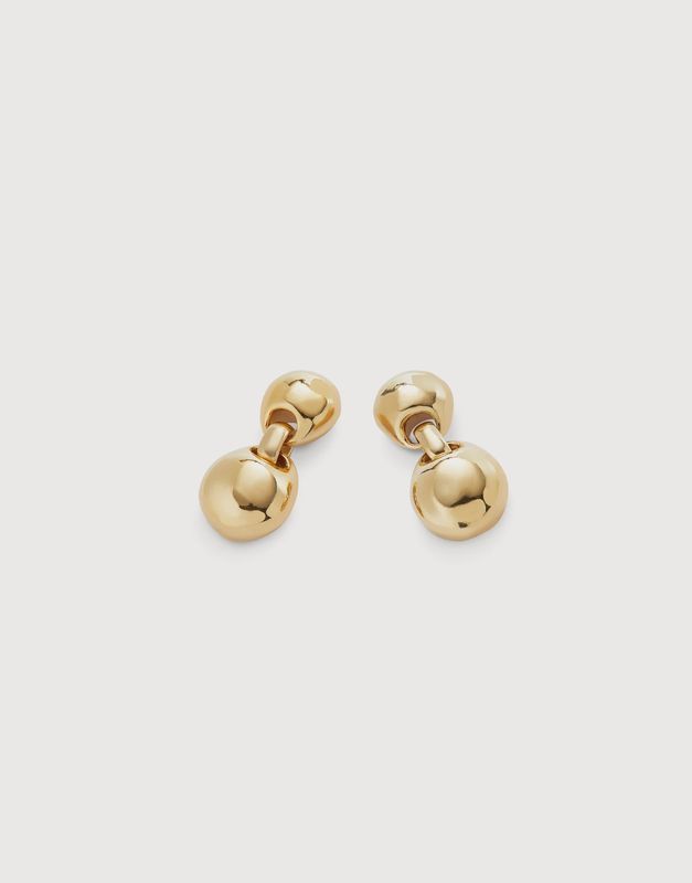 18K gold drop earrings with 2 beads