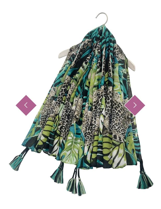 Black leopard jungle print square scarf