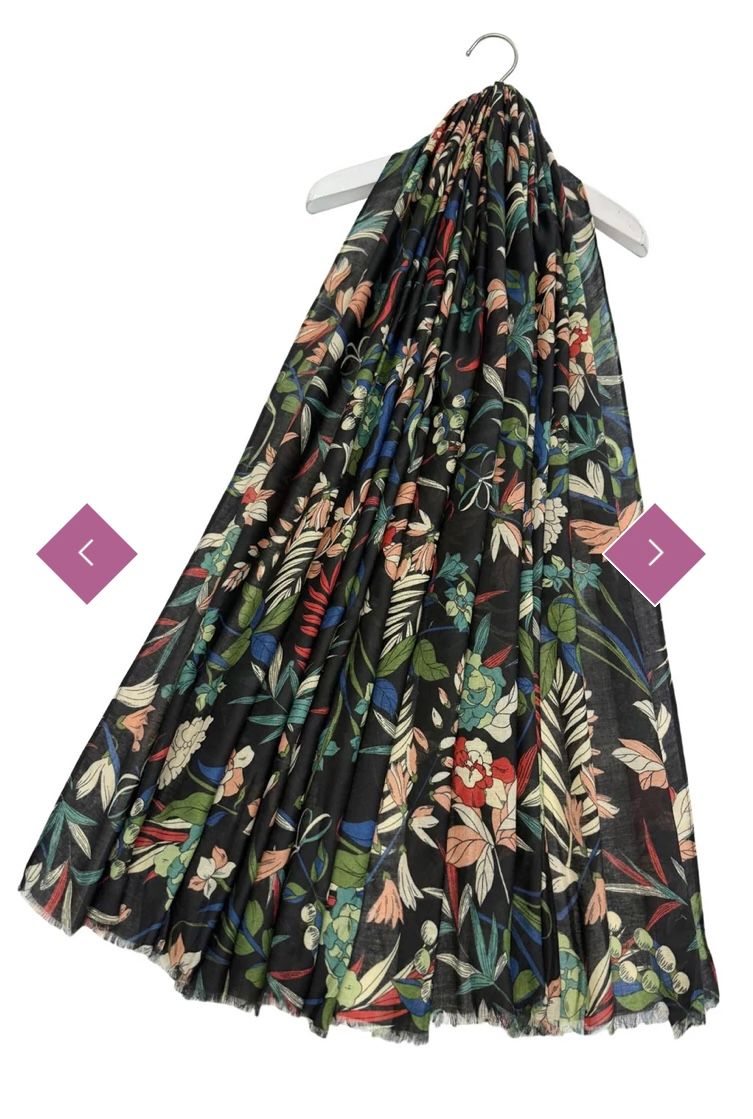 Botanical mixed floral print black