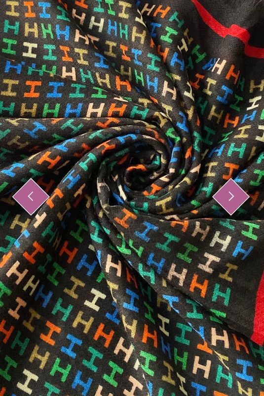 Multi coloured H letter print scarf black
