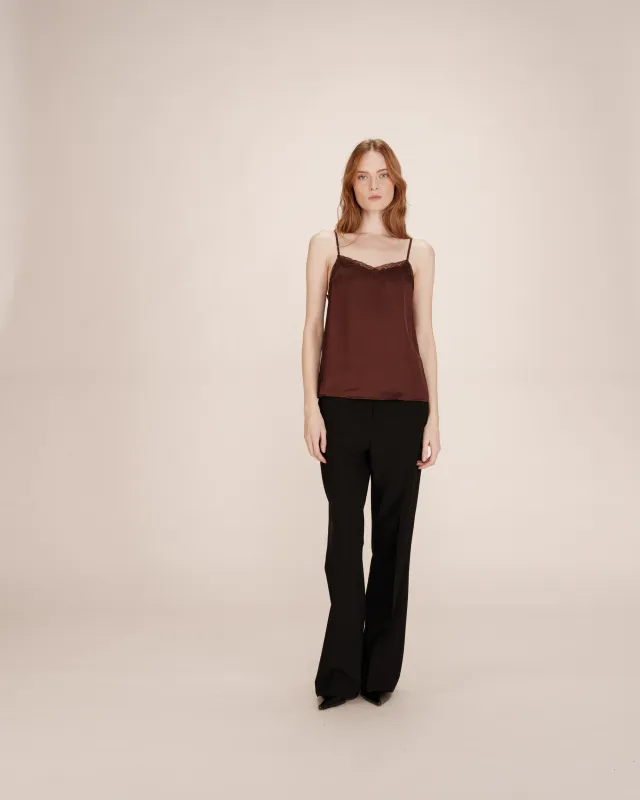 Trefle satin camisole chocolate brown