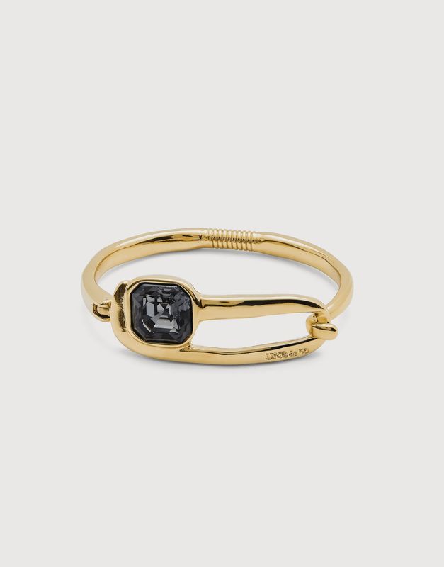 18k gold bangle bracelet with black crystal