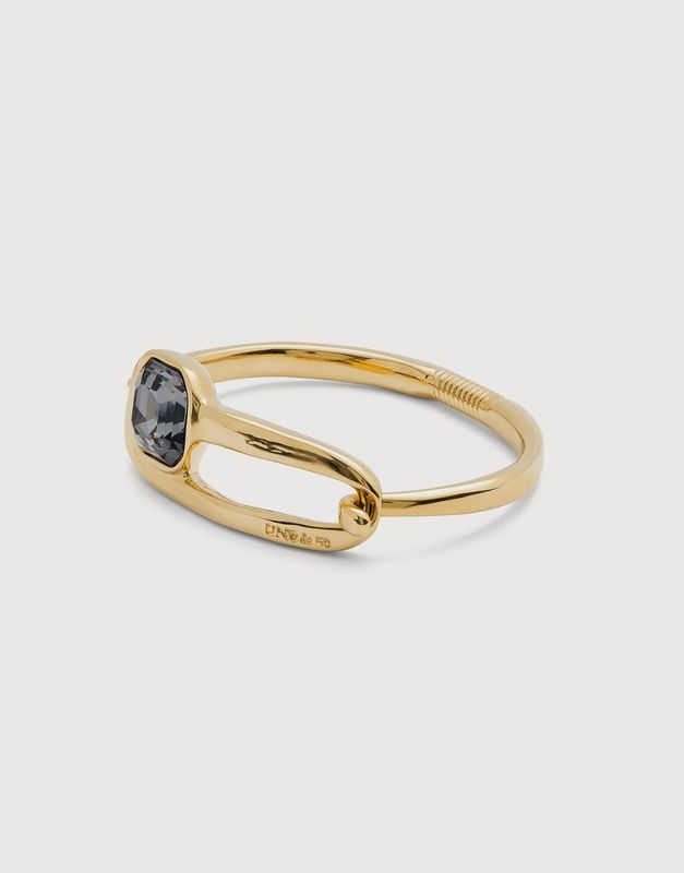 18k gold bangle bracelet with black crystal