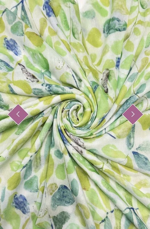 Spring leaf print scarf pale green