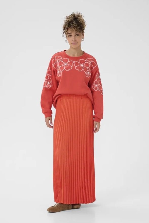 Charline plisse pleated skirt orange