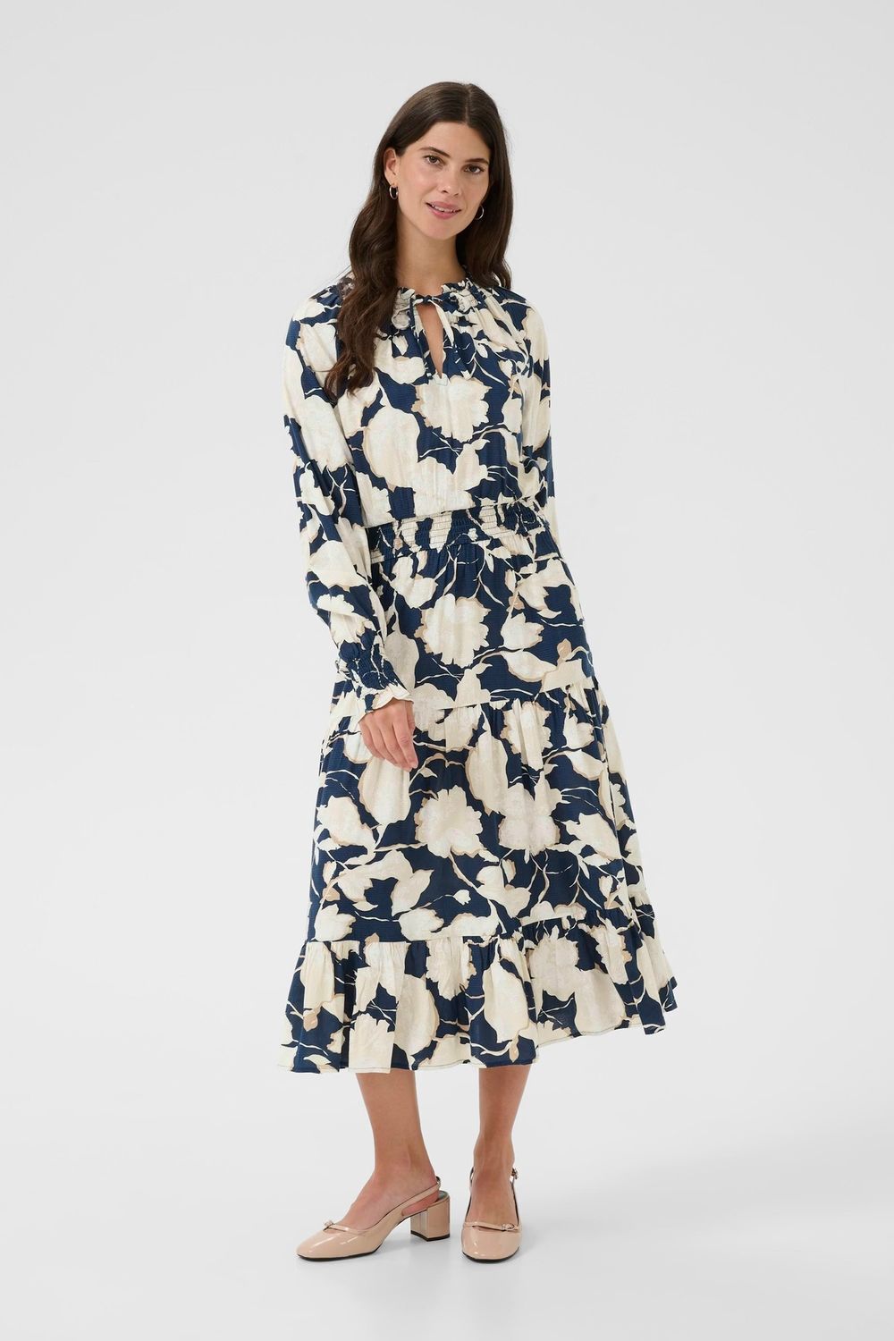 Lucca midi dress navy print